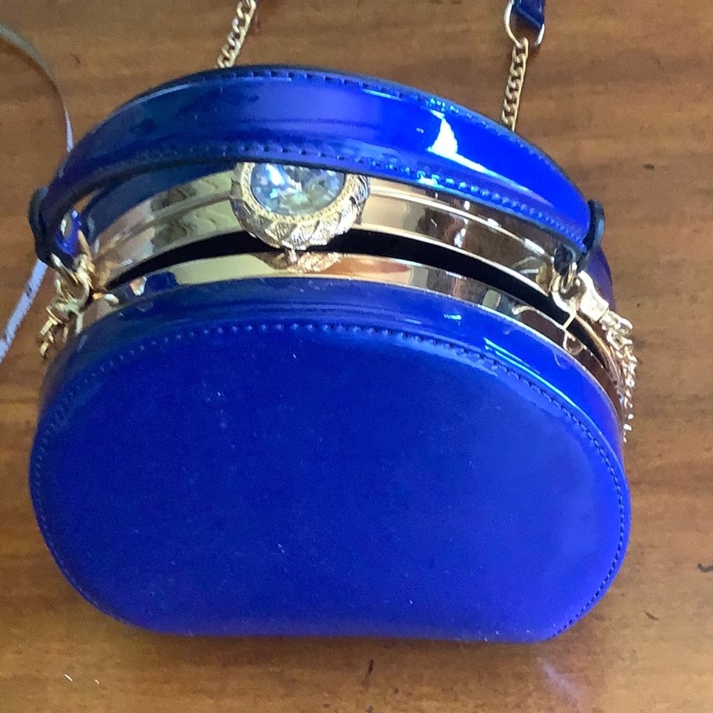 Royal blue patent leather mini